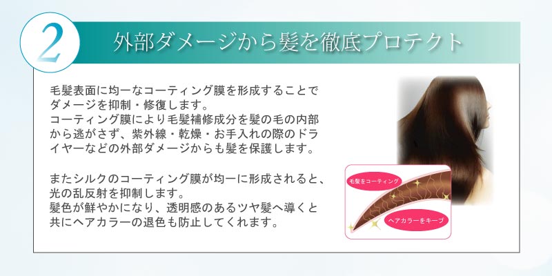 外部ダメージから髪を徹底プロテクト。
